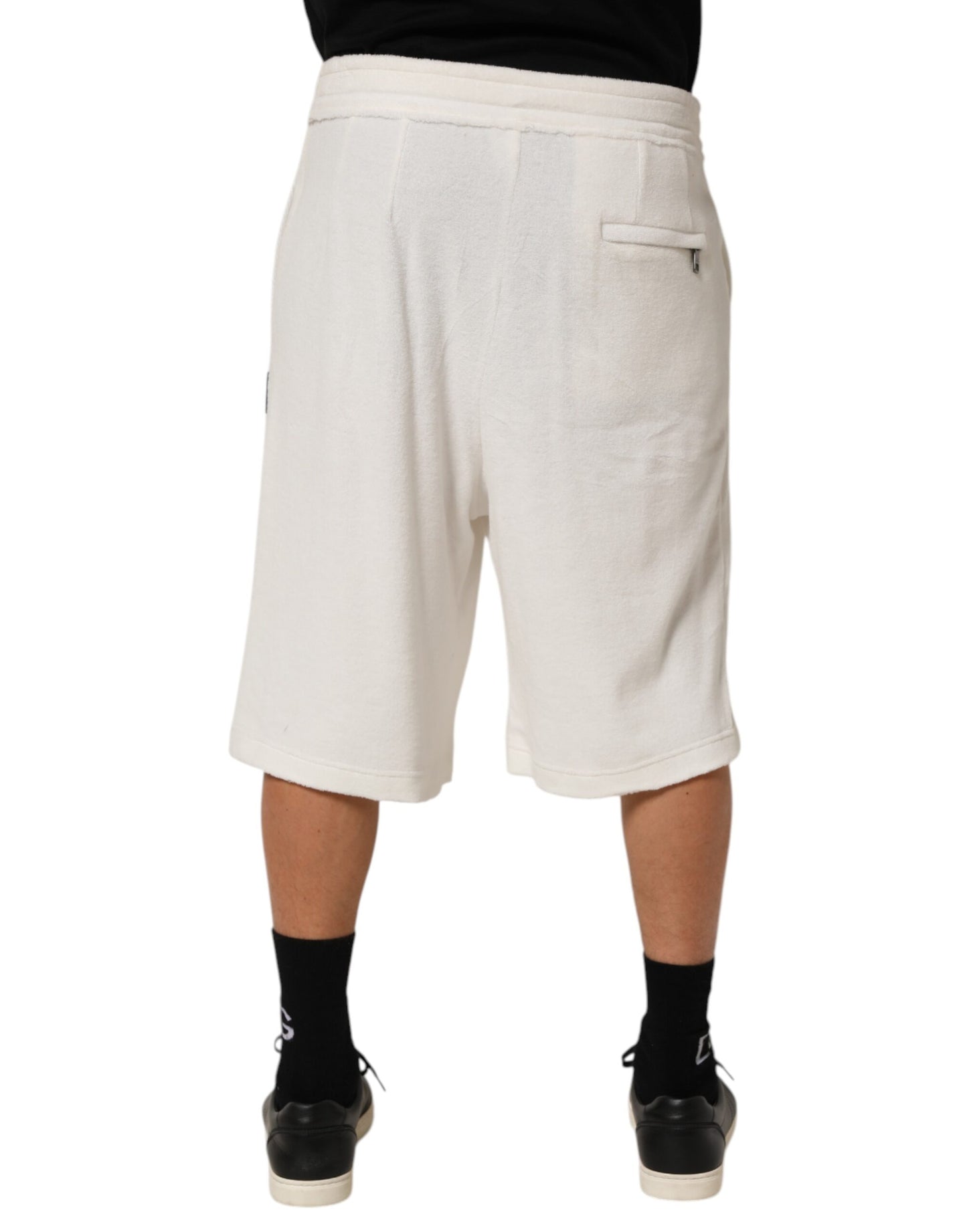 Dolce & Gabbana White Cotton Logo Plaque Men Bermuda Shorts Mens Shorts