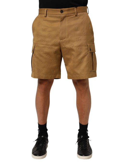 Dolce & Gabbana Brown Cotton Stretch Logo CargoBermuda Shorts Mens Shorts
