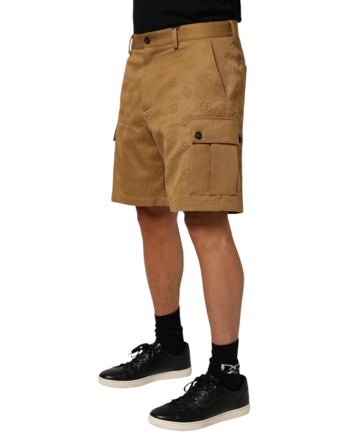 Dolce & Gabbana Brown Cotton Stretch Logo CargoBermuda Shorts Mens Shorts