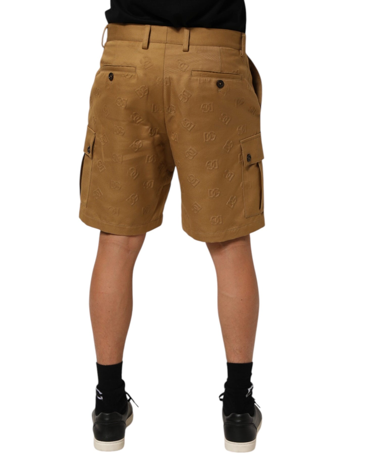 Dolce & Gabbana Brown Cotton Stretch Logo CargoBermuda Shorts Mens Shorts
