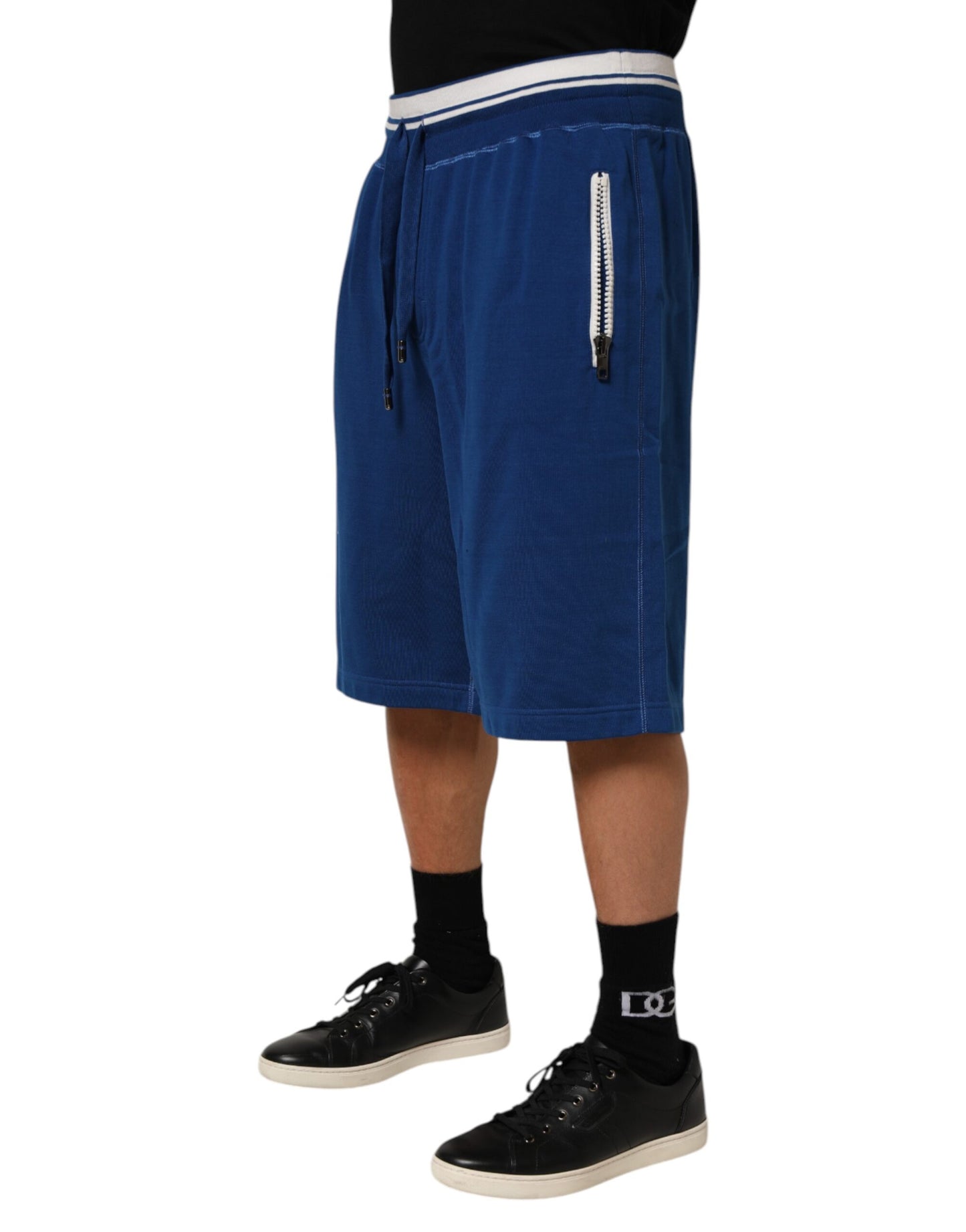 Dolce & Gabbana Blue Cotton Blend Bermuda Sweatpants Shorts Mens Shorts