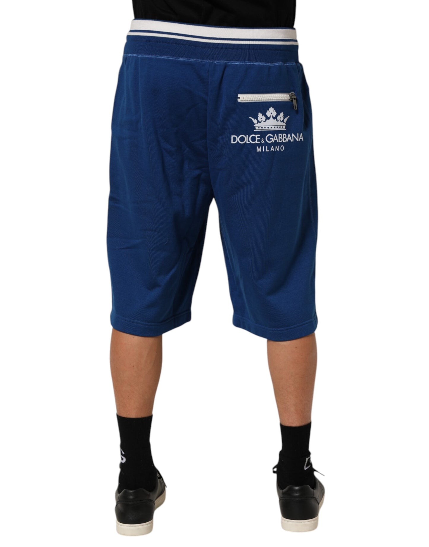 Dolce & Gabbana Blue Cotton Blend Bermuda Sweatpants Shorts Mens Shorts