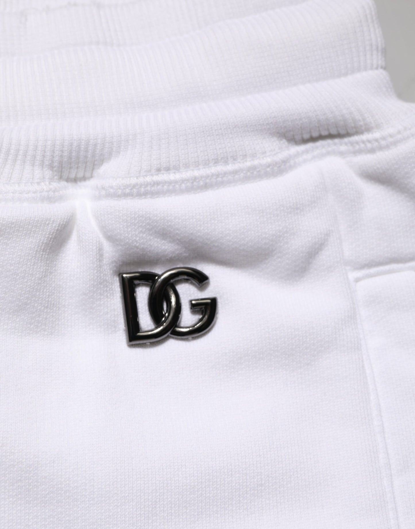 Dolce & Gabbana White Cotton Ripped Bermuda Sweatpants Shorts Mens Shorts