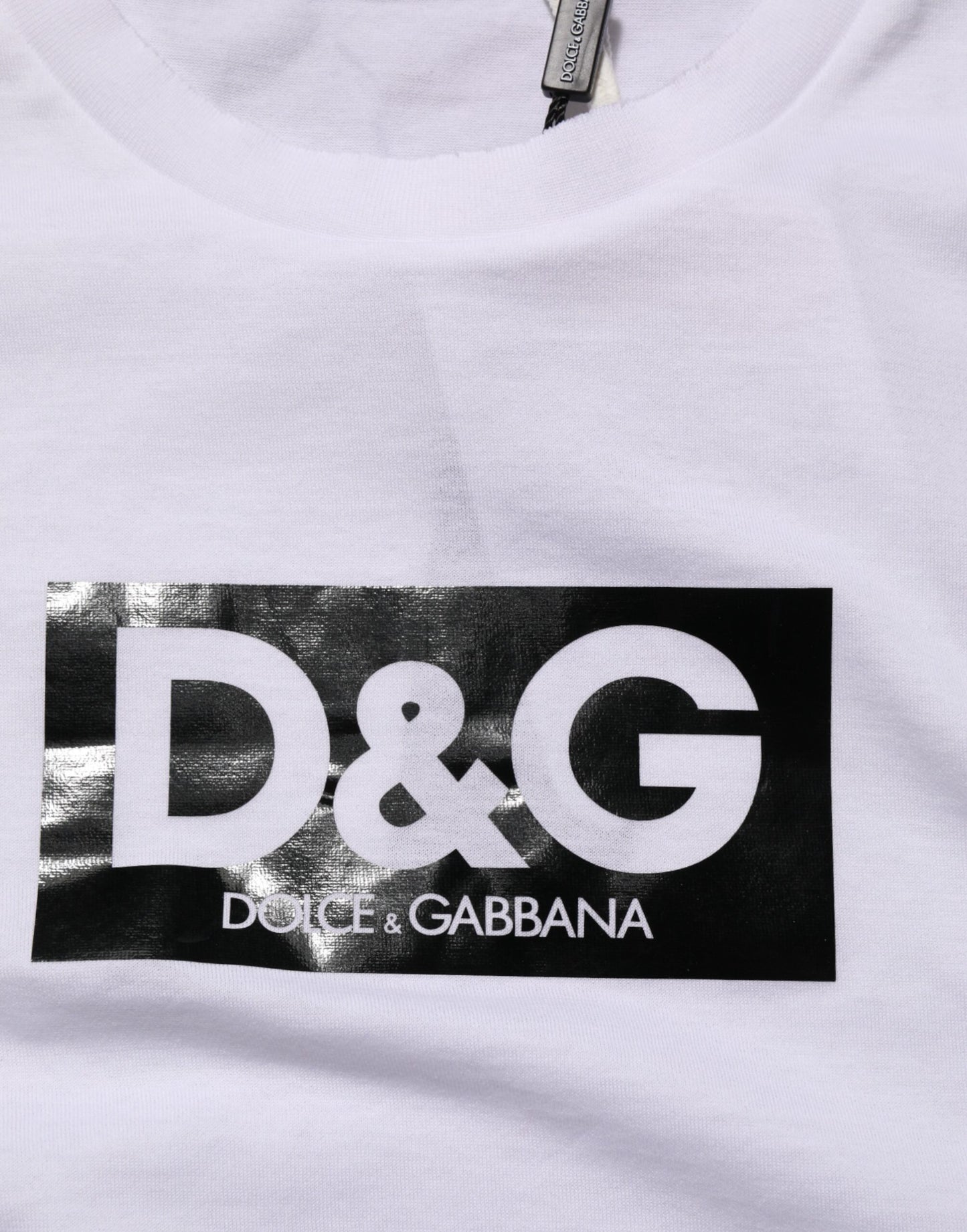 Dolce & Gabbana White Logo Print Cotton Crew Neck T-shirt Mens T-Shirt