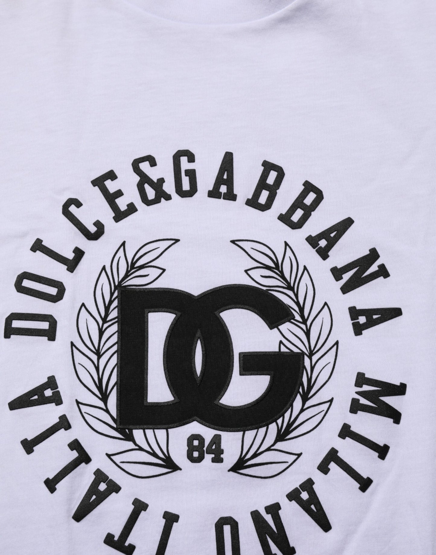 Dolce & Gabbana White Cotton Logo Print Crew Neck T-shirt Mens T-Shirt