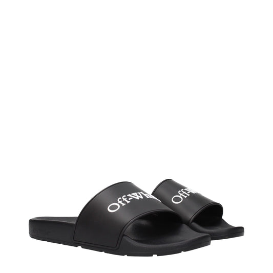 Off-White Black Cotton Slippers