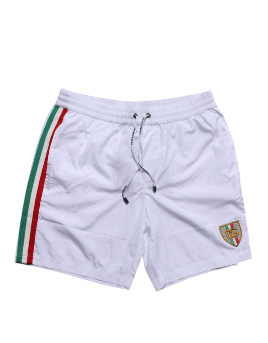 Dolce & Gabbana White Logo Polyester Men Beachwear Swimwear Mens Swim