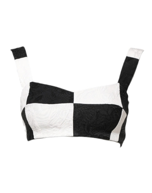 Dolce & Gabbana Black White Cropped Bustier Corset Bra Top