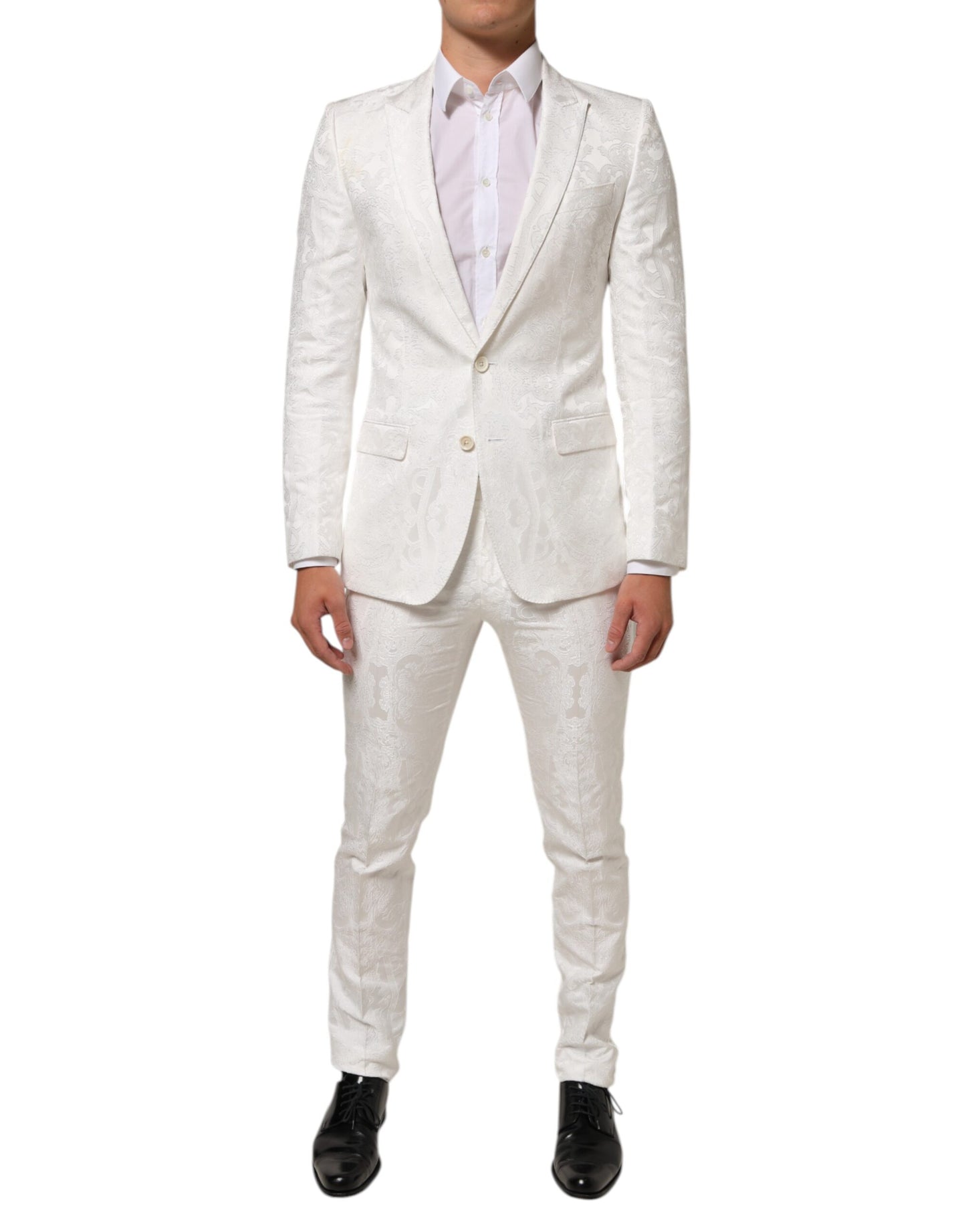 Dolce & Gabbana White Brocade 2 Piece MARTINI Formal Suit Mens Suit