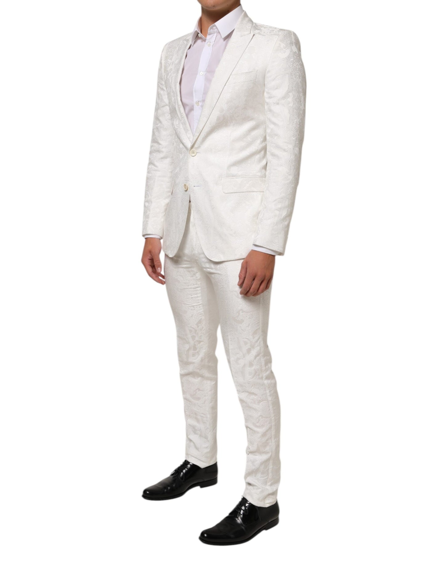 Dolce & Gabbana White Brocade 2 Piece MARTINI Formal Suit Mens Suit