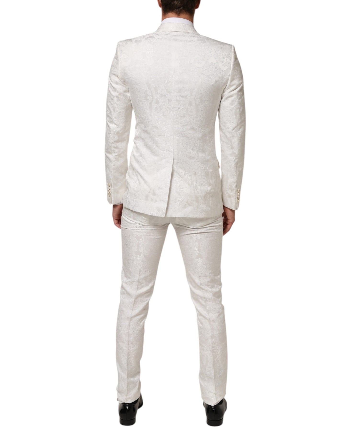 Dolce & Gabbana White Brocade 2 Piece MARTINI Formal Suit Mens Suit