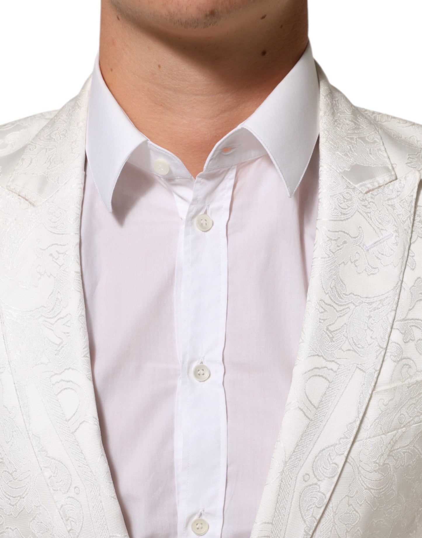 Dolce & Gabbana White Brocade 2 Piece MARTINI Formal Suit Mens Suit