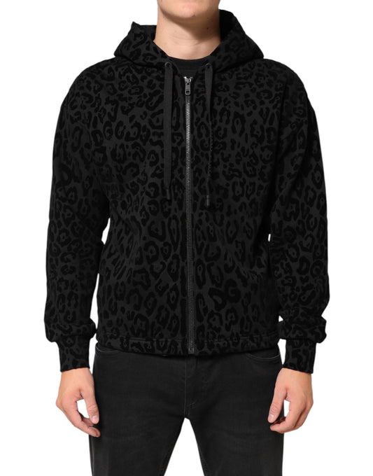 Dolce & Gabbana Black Cotton Hooded Full Zip Bomber Jacket Mens Jacket