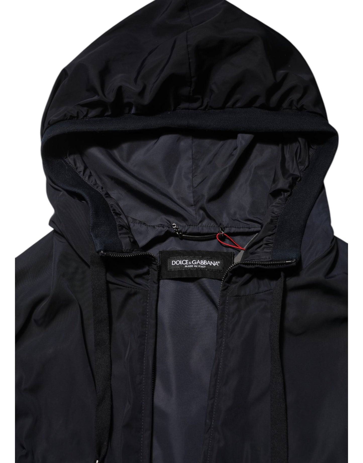 Dolce & Gabbana Blue Logo Tape Hooded Full Zip Bomber Jacket Mens Jacket