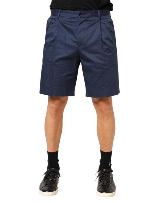 Dolce & Gabbana Blue Cotton Stretch Mid Waist Bermuda Shorts Mens Shorts