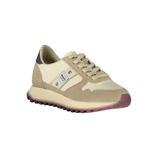 Blauer Beige Polyester Sneaker