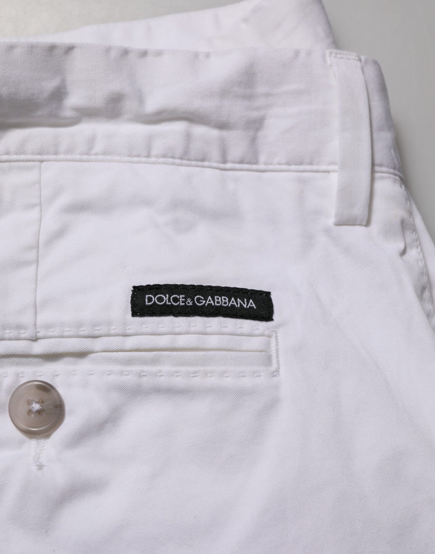 Dolce & Gabbana White Cotton Stretch Men Bermuda Pants Mens Shorts