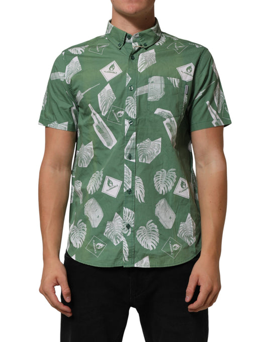 Carhartt Wip Green Printed Cotton Collared Short Sleeves Polo Shirt Mens T-Shirt
