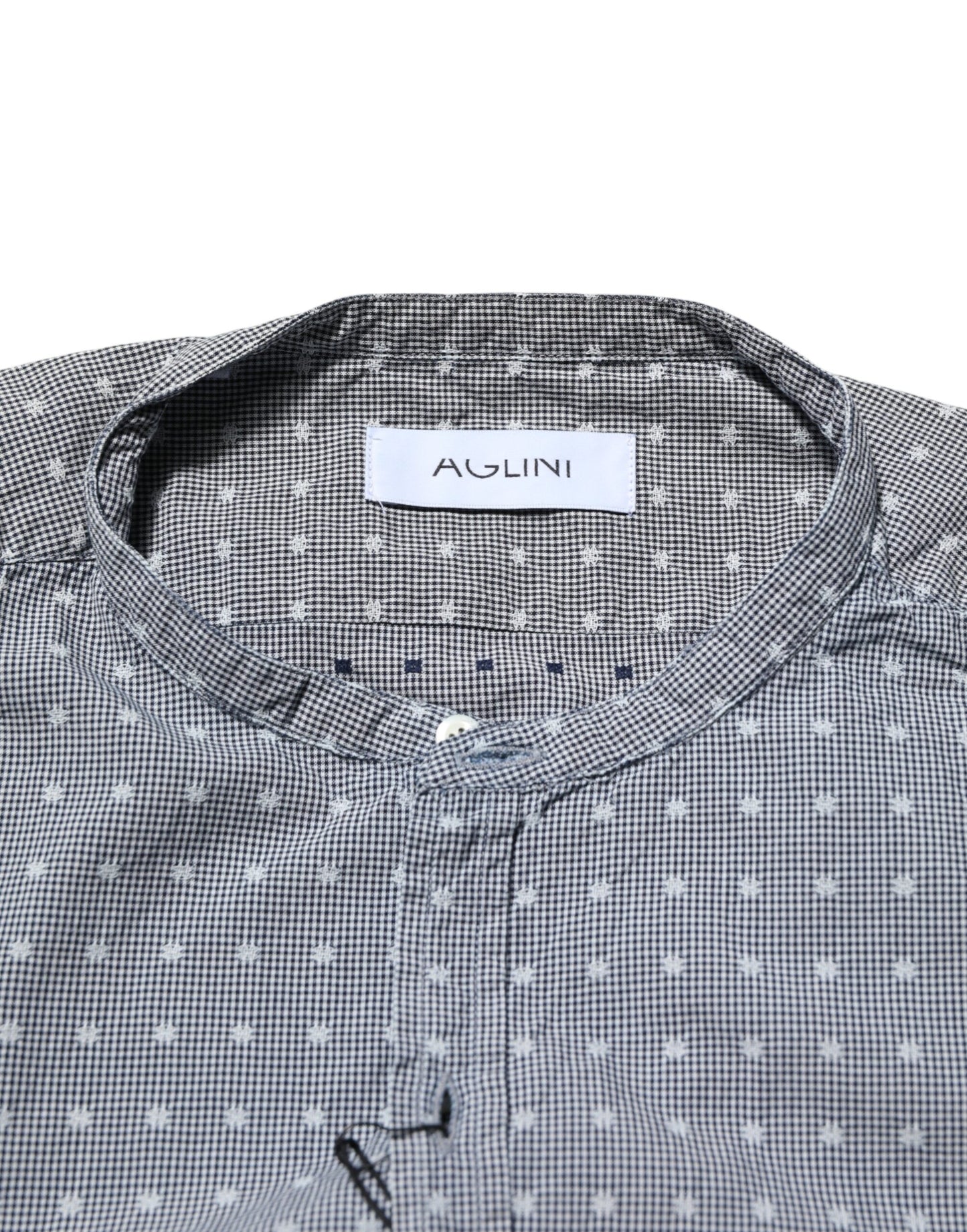 AGLINI Gray Polka Dot Cotton Button Down Long Sleeves Shirt Mens T-Shirt