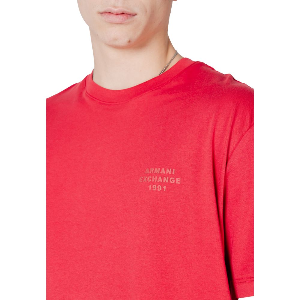 Armani Exchange Red Cotton Sportswear Mens T-Shirt