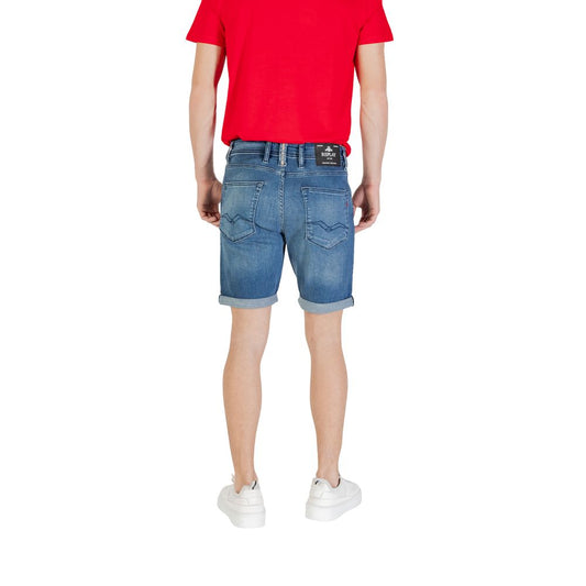 Replay Blue Cotton Bermuda Shorts Mens Shorts