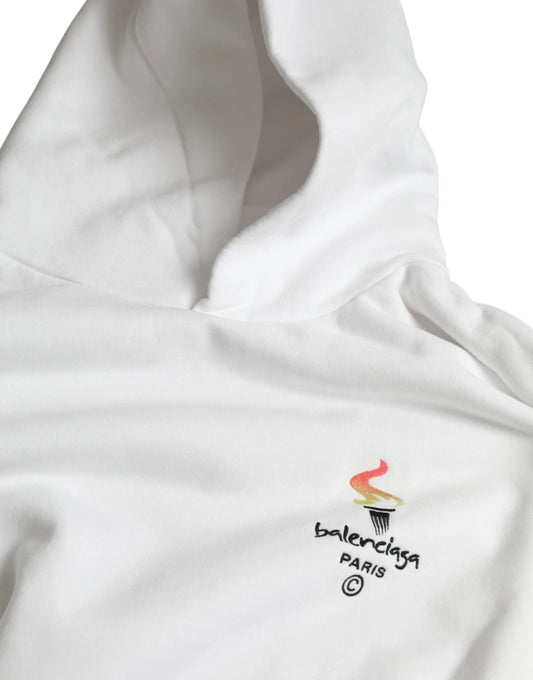 Balenciaga White Cotton Hooded Pullover OVERSIZE Sweater Mens Sweater