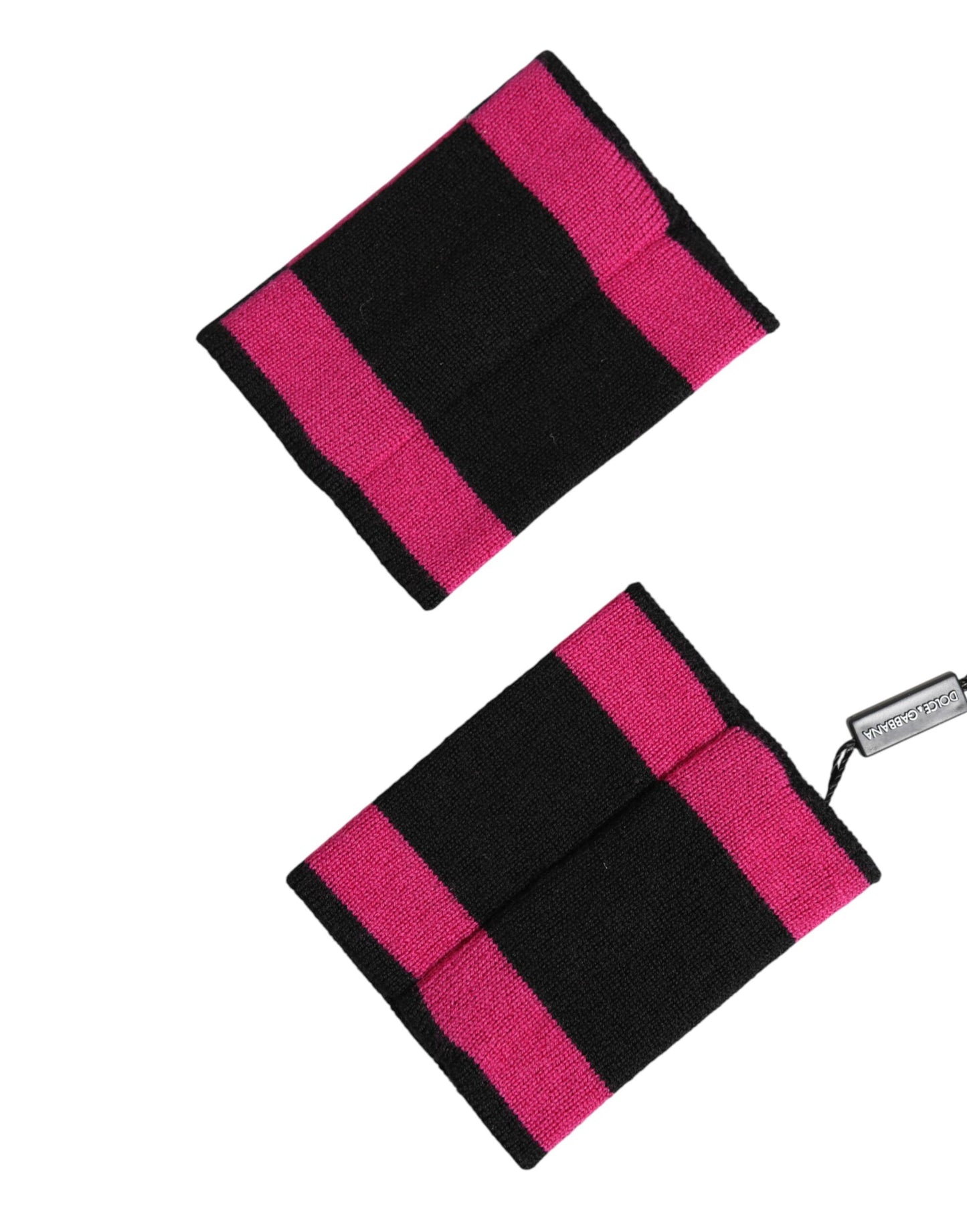 Dolce & Gabbana Black Pink DG Logo Cashmere 1 Pair Wristband Mens Bracelet