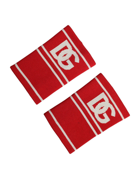 Dolce & Gabbana Red White DG Logo Cotton 1 Pair One SIze Wristband Mens Bracelet