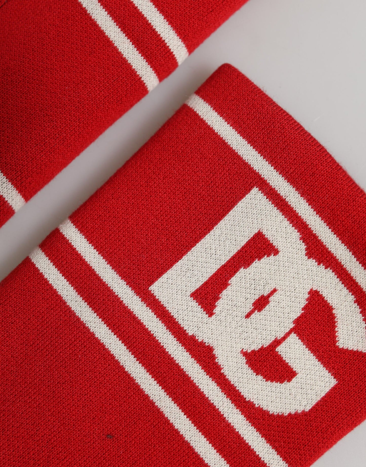 Dolce & Gabbana Red White DG Logo Cotton 1 Pair One SIze Wristband Mens Bracelet