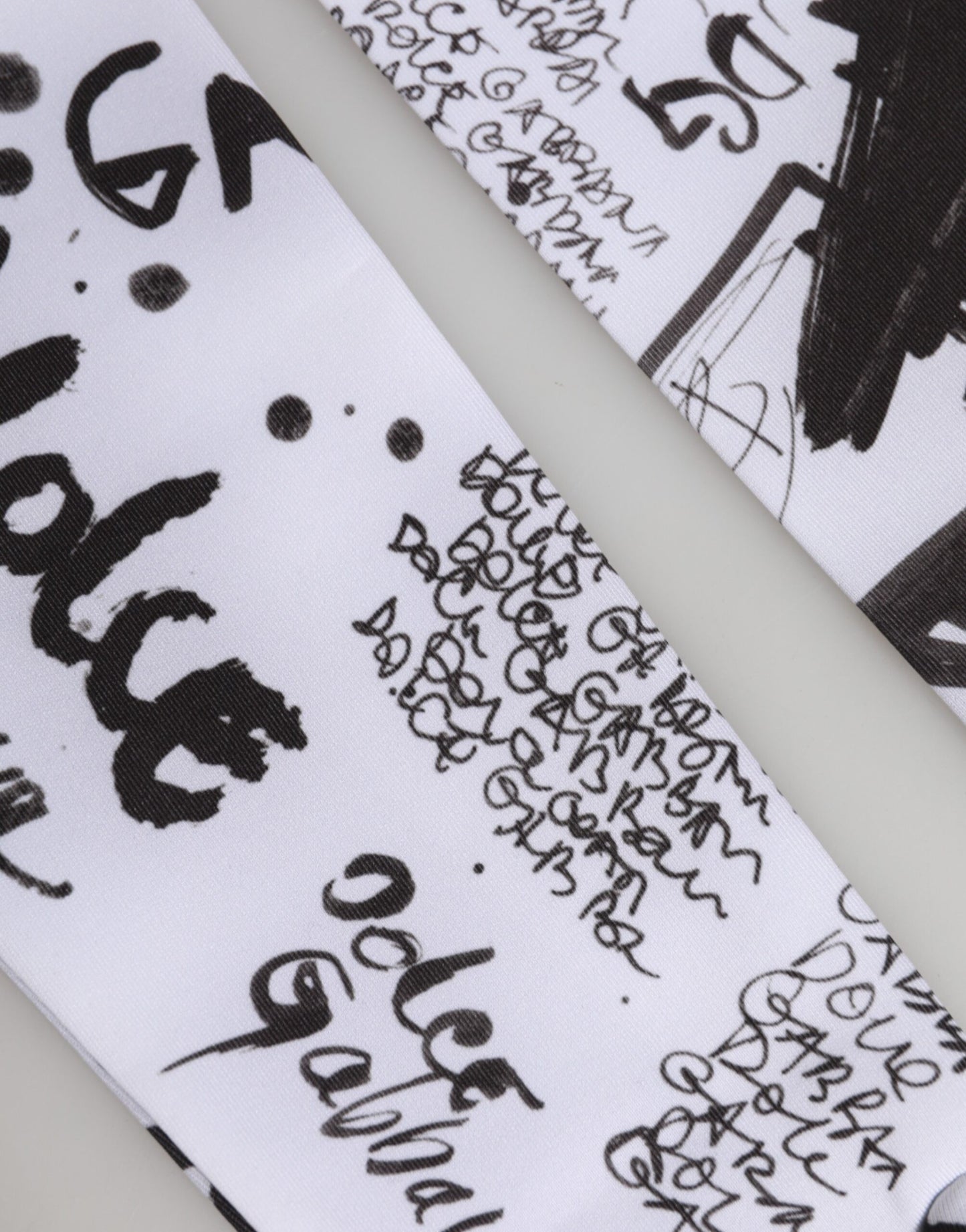 Dolce & Gabbana Black White DG Logo Elbow Length Mitten Gloves