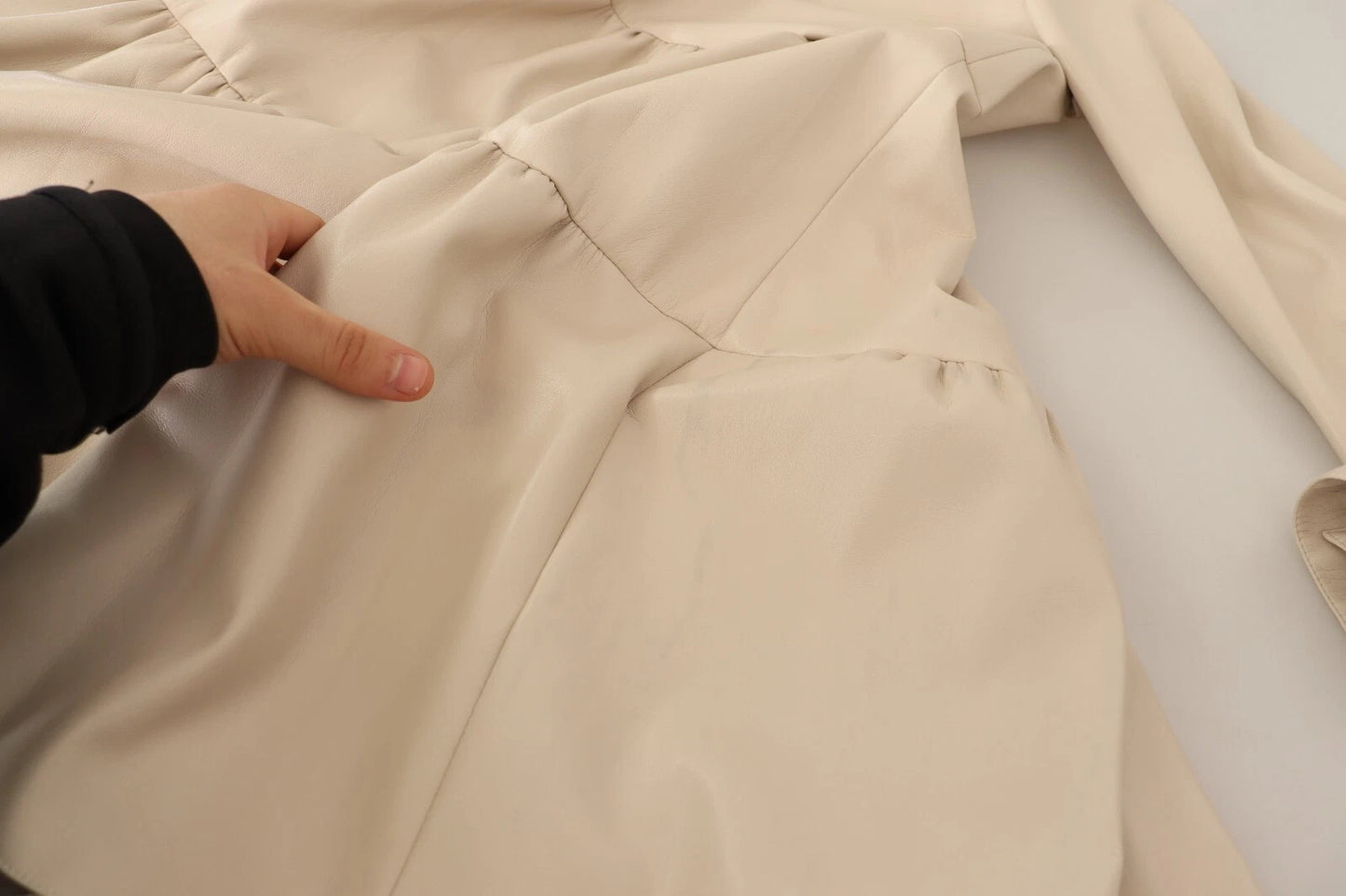 Jucca Leather Beige Long Sleeves Collared A-line Mini Dress