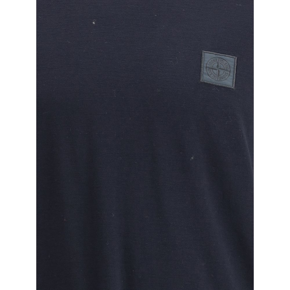 Stone Island Blue Cotton T-Shirt Mens T-Shirt