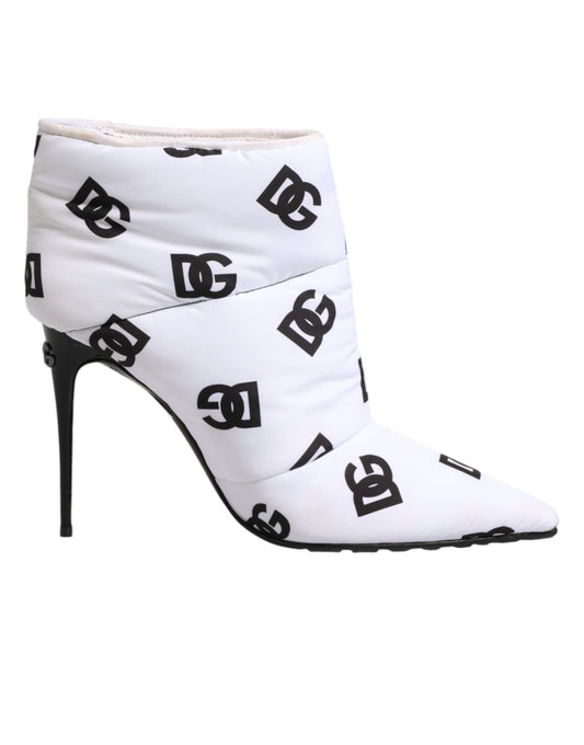 Dolce & Gabbana White DG Logo Heels Short Boots Shoes