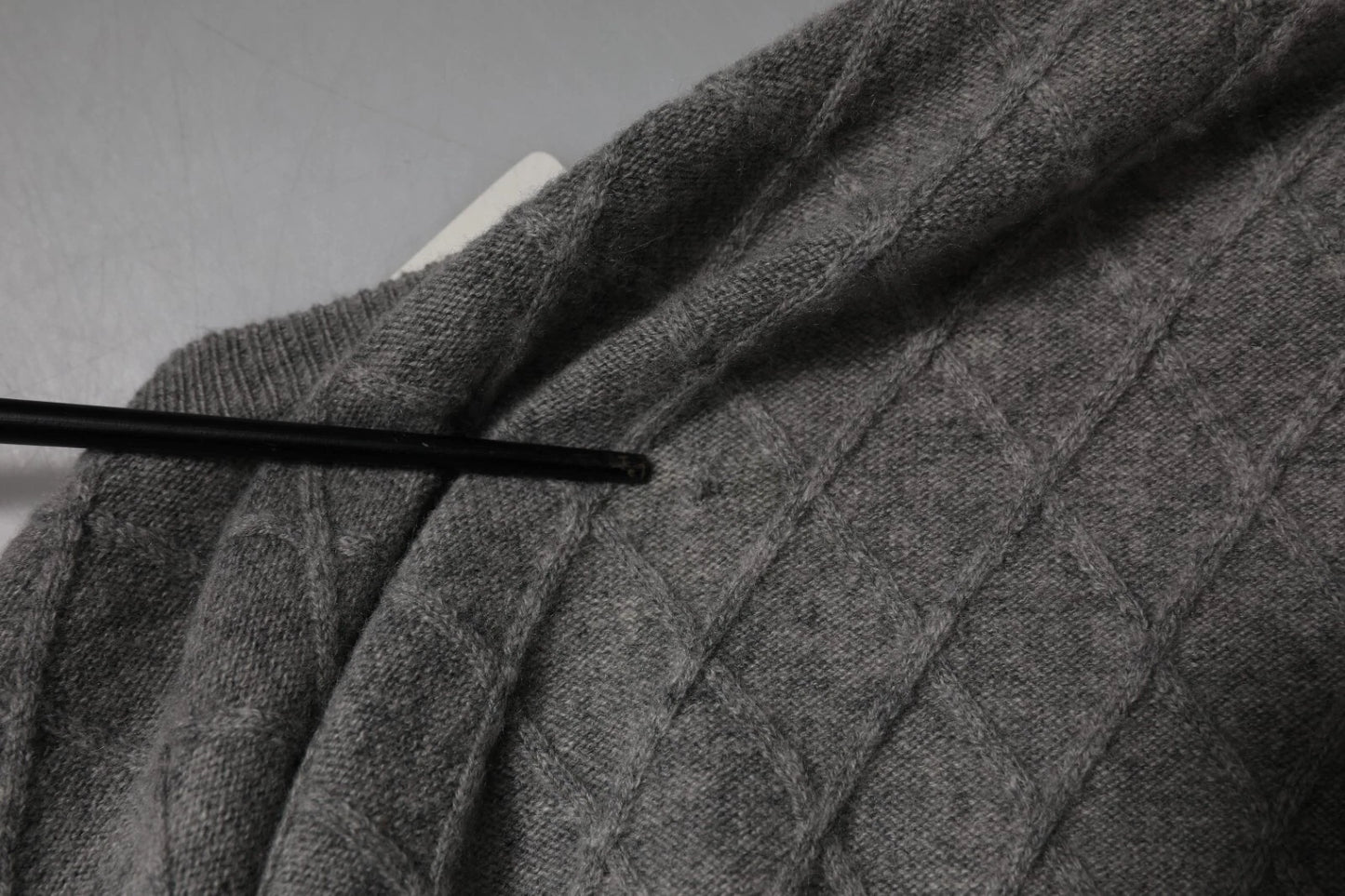 Ballantyne Gray Cashmere Argyle Intarsia Knit Crew Neck Men Sweater Mens Sweater