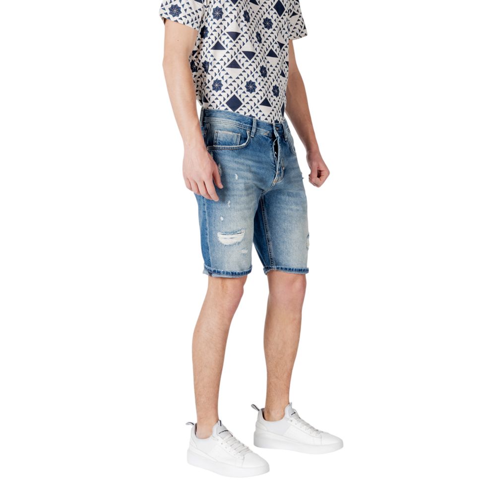Antony Morato Blue Cotton Bermuda Shorts Mens Shorts