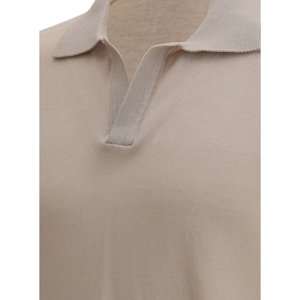 Cruna Beige Cotton Polo Shirt Mens T-Shirt