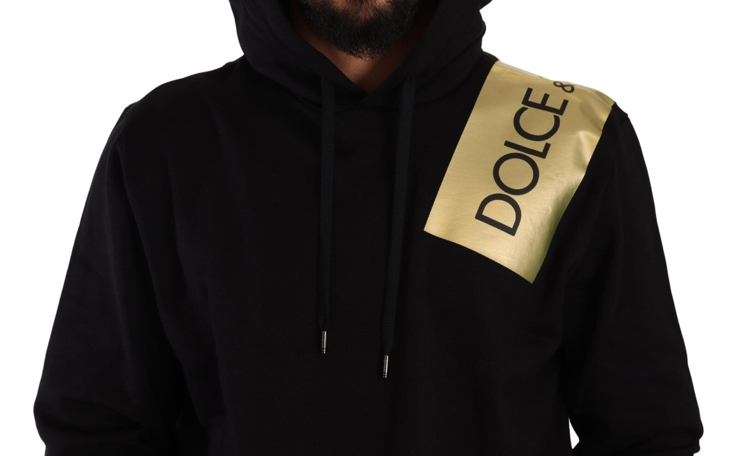 Dolce & Gabbana Black Gold Hooded Cotton Mens Pullover Sweater Mens Sweater