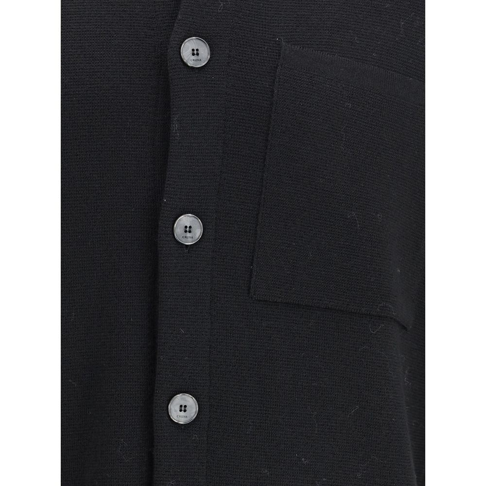 Cruna Black Fleece Wool Coat Mens Jacket
