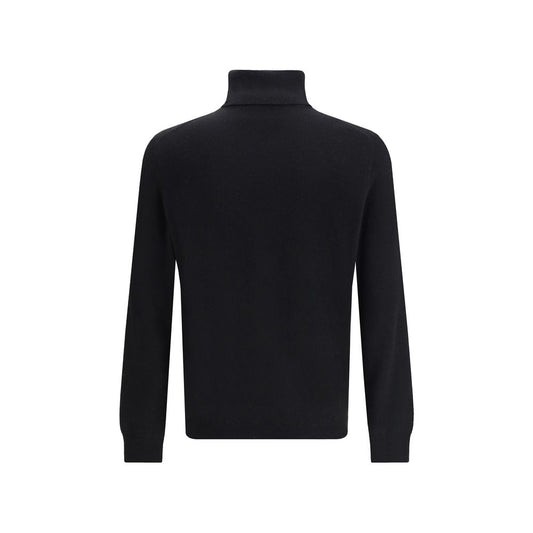Aragona Cashmere Black Merino Wool Turtleneck Mens Sweater