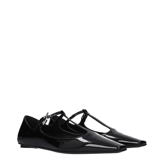 The Attico Black Leather Ballet Flats