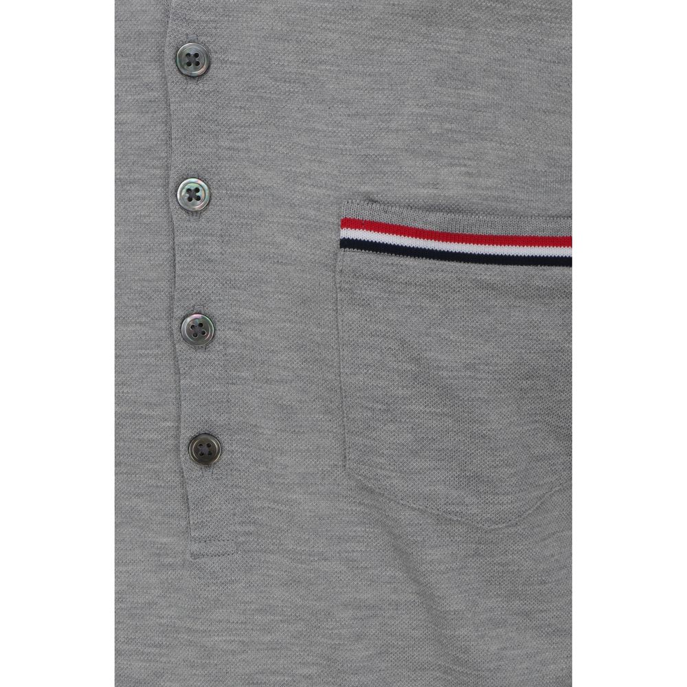 Thom Browne Gray Cotton Polo Shirt Mens T-Shirt
