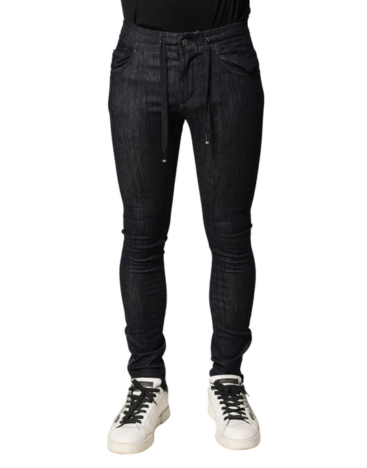 Dolce & Gabbana Black Cotton Stretch Skinny Denim Men Jeans