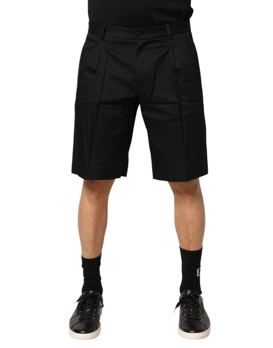 Dolce & Gabbana Black Cotton Stretch Mid Wasit Bermuda Shorts Mens Shorts