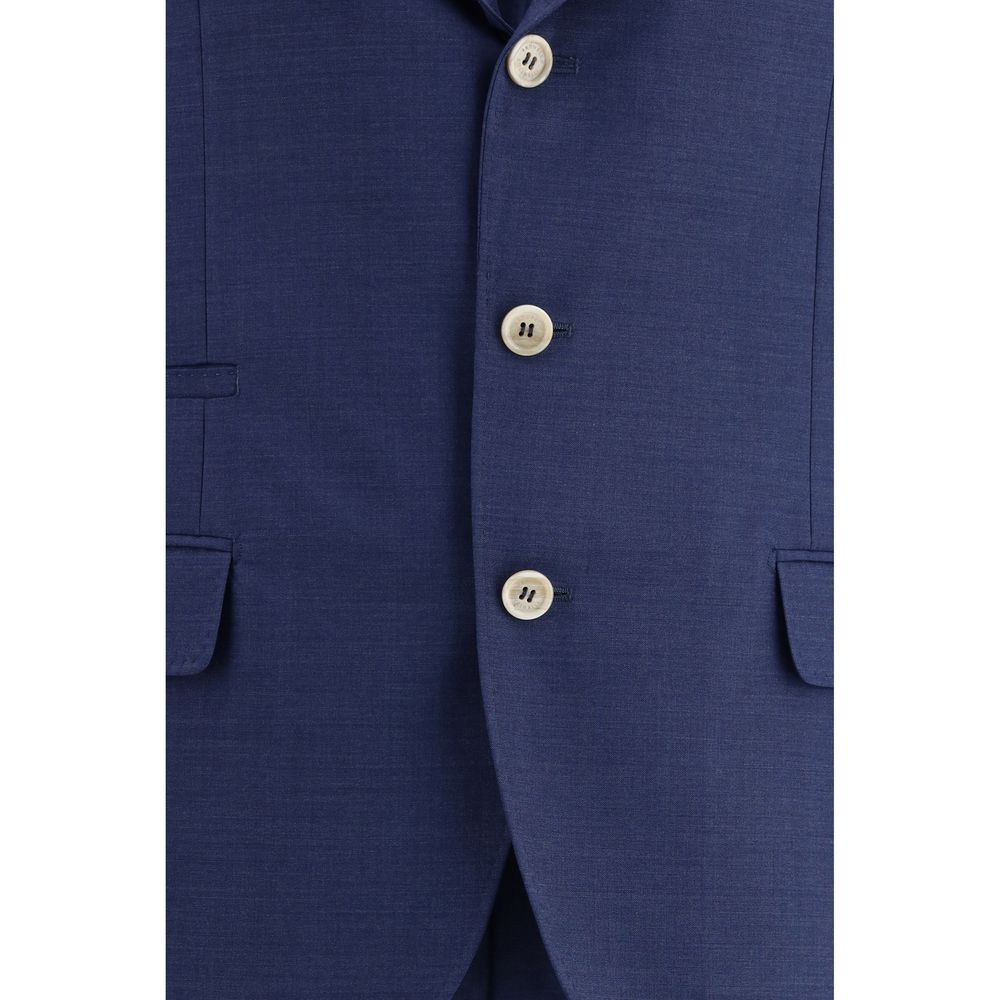 Brunello Cucinelli Blue Fleece Wool Two-Piece Suit Mens Suit