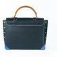 Michael Kors Manhattan Medium Black Leather Top Handle Satchel Bag Purse