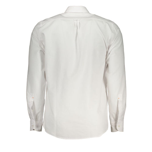 Hugo Boss Classic White Cotton Shirt with Button-Down Collar