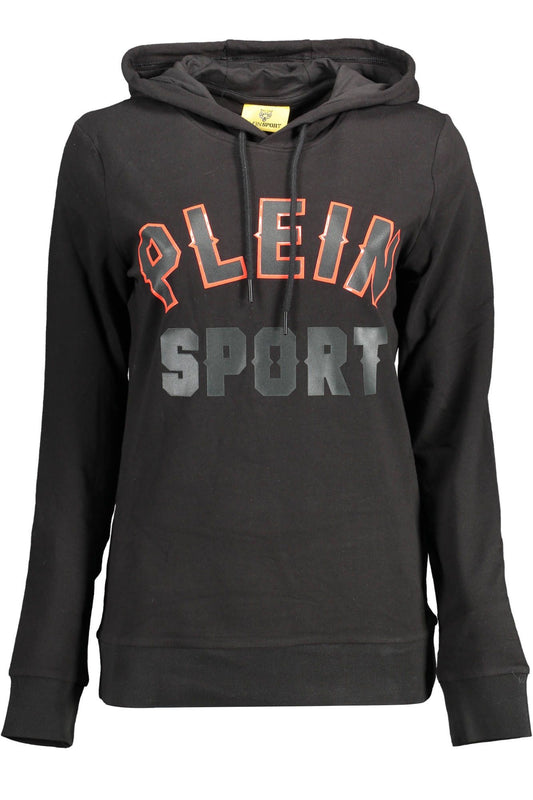 Plein Sport Sleek Black Hooded Sweatshirt with Bold Accents