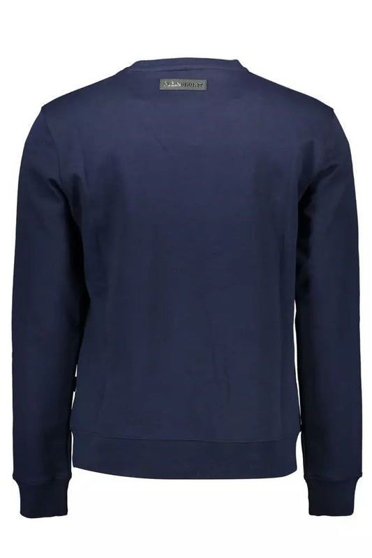 Plein Sport Athletic Elegance Blue Round Neck Sweater