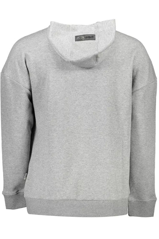 Plein Sport Elevated Casual Gray Hooded Sweatshirt