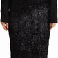 Masha Ma Elegant Black Embellished Sheath Midi Dress